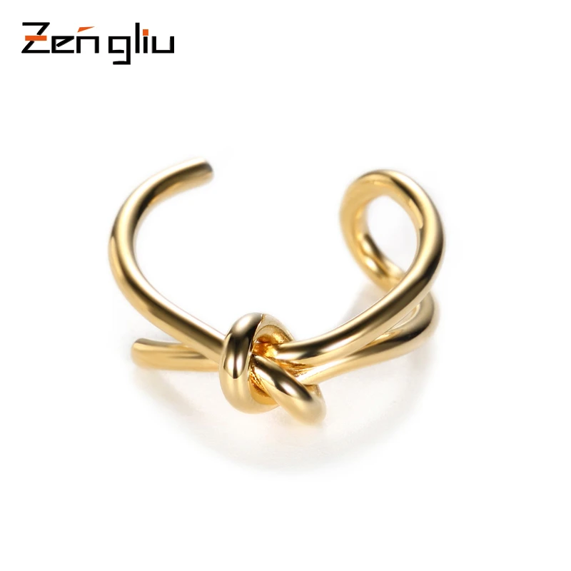 ZEGL 铜合金戒指 个性打结戒指女金色小众轻奢时尚百搭食指环气质