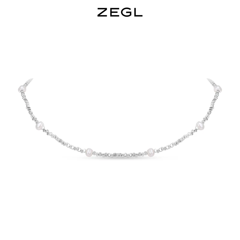 ZEGL 铜合金项链 碎闪长链小众设计感新款时尚饰品气质白色轻奢