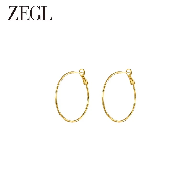 ZEGL 铜合金耳饰 金色大圆圈耳环女高级感银色圈圈耳圈耳饰品