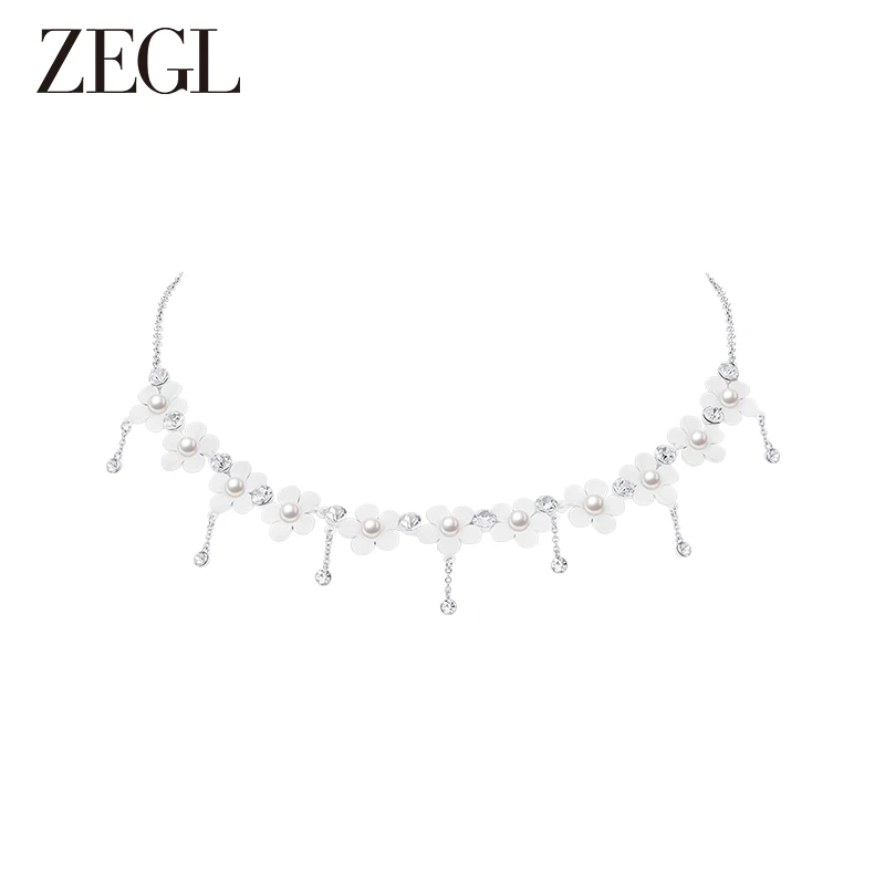 ZEGL 铜合金项链 设计师花梦系列白色花朵项链女轻奢小众锁骨颈链