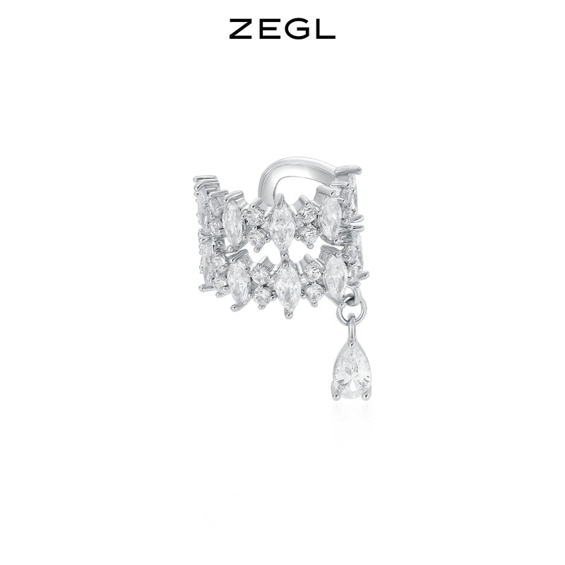 ZEGL 铜合金合成锆石耳饰 镶钻耳骨夹简约轻奢百搭小众饰品