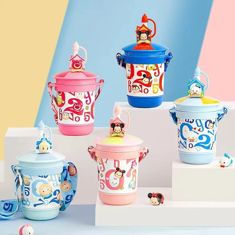 316不锈钢带吸管保温杯提绳搅拌杯草莓熊玩偶杯子可爱水杯网红