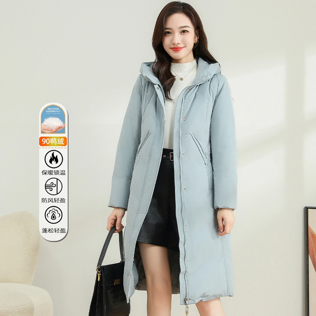 长款羽绒服冬季时尚90白鸭绒加厚保暖女式外套ID958167