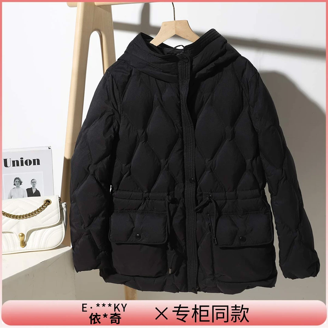 纯色连帽收腰羽绒服IC938087