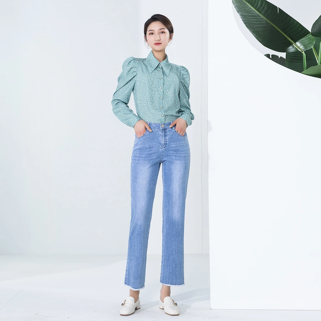 高腰直筒牛仔裤7B350961