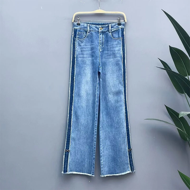 秋冬新款时尚百搭阔腿牛仔裤8C120976