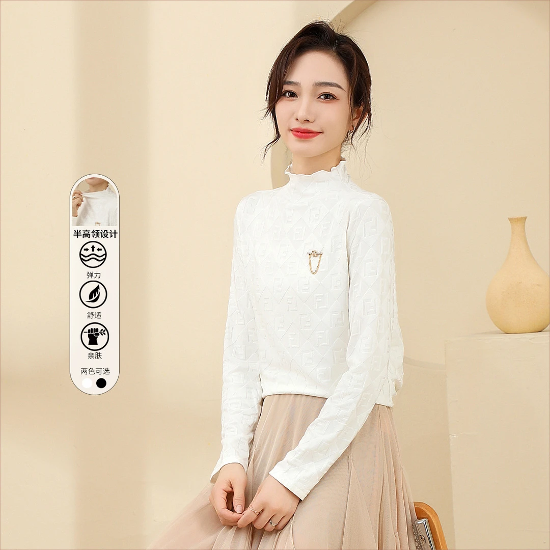 纯色印花打底衫冬季时尚简约百搭女式套头上衣TD662550