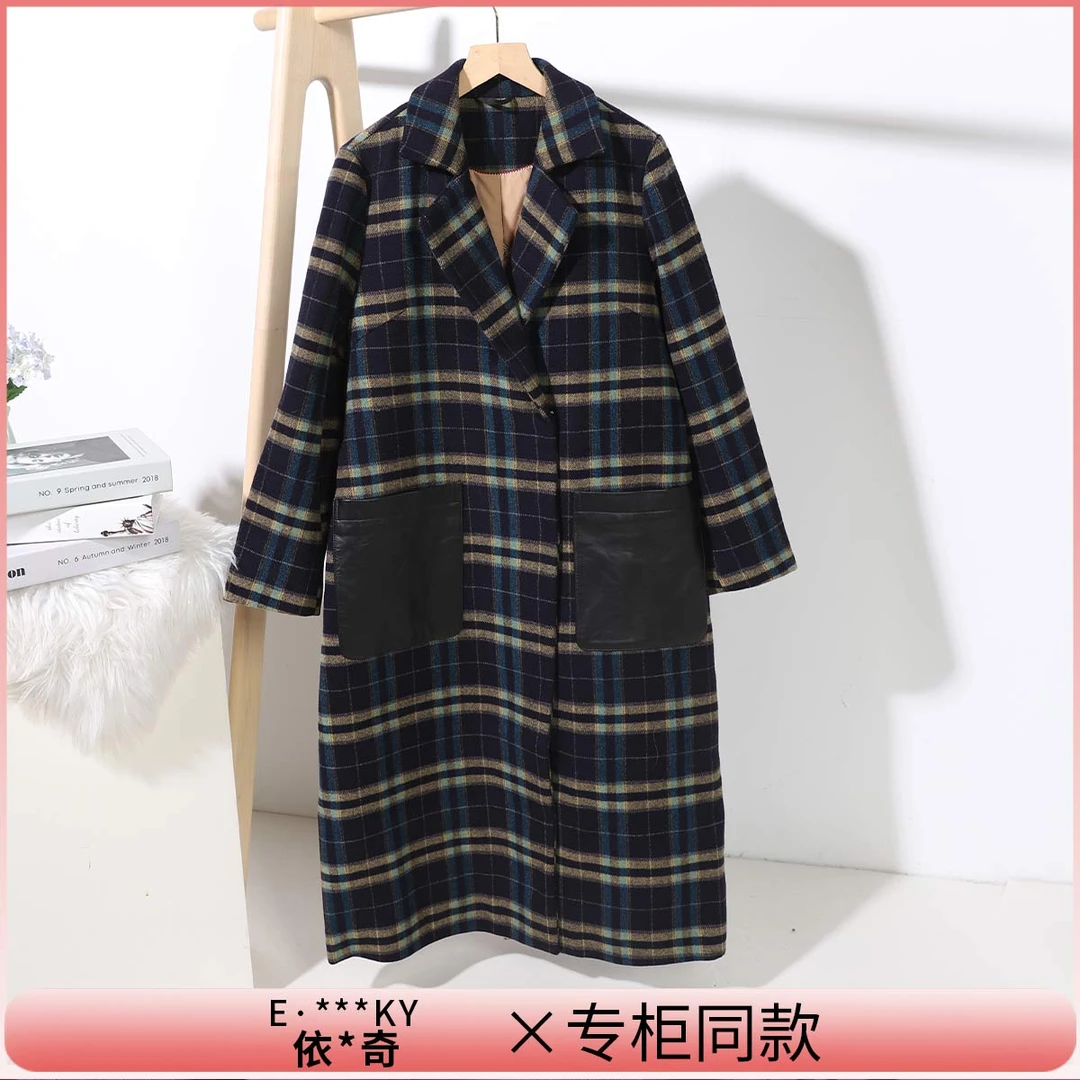 长款粗花呢绵羊毛大衣ID928189