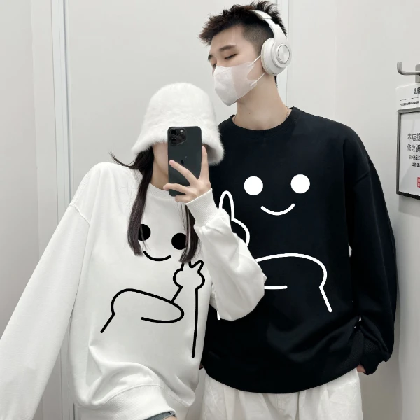 【两件装】情侣卫衣潮流ins网红韩版宽松百搭休闲时尚加绒圆领上衣