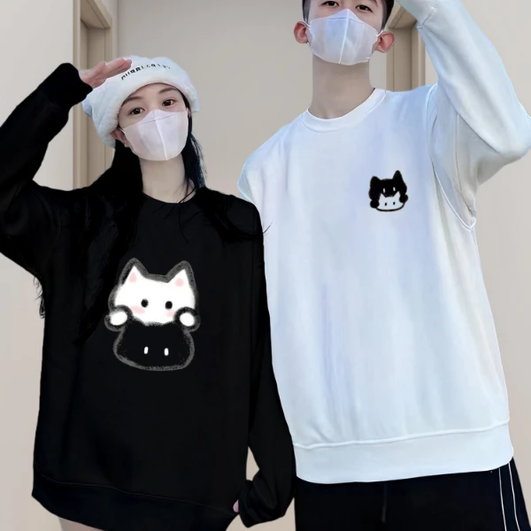 【两件装】创意可爱猫咪情侣卫衣秋冬季新款时尚潮流牌网红爆款圆领