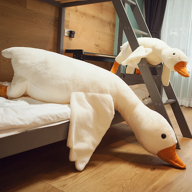 大白鹅毛绒抱枕女生睡觉夹腿床头靠垫长条枕睡枕