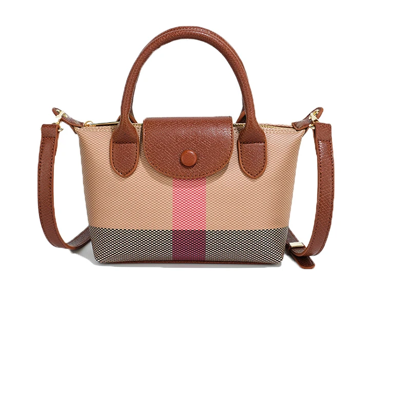 女士时尚经典格纹手提包 小众百搭斜挎饺子包KPD0604