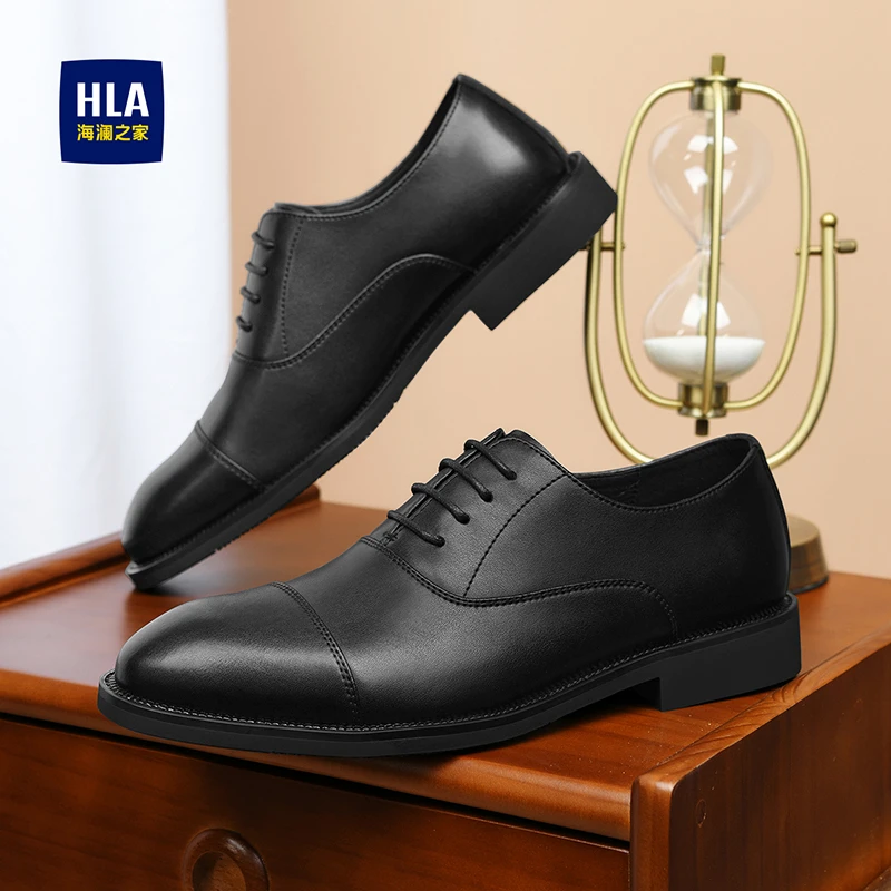 海澜之家男鞋秋季轻奢款三接头商务皮鞋正装男士德比鞋结婚新郎鞋