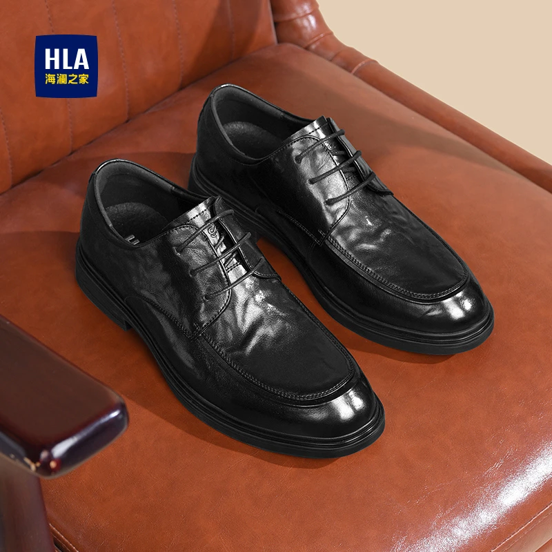 HLA/海澜之家男鞋新款秋季商务正装皮鞋增高尖头德比鞋英伦风婚鞋