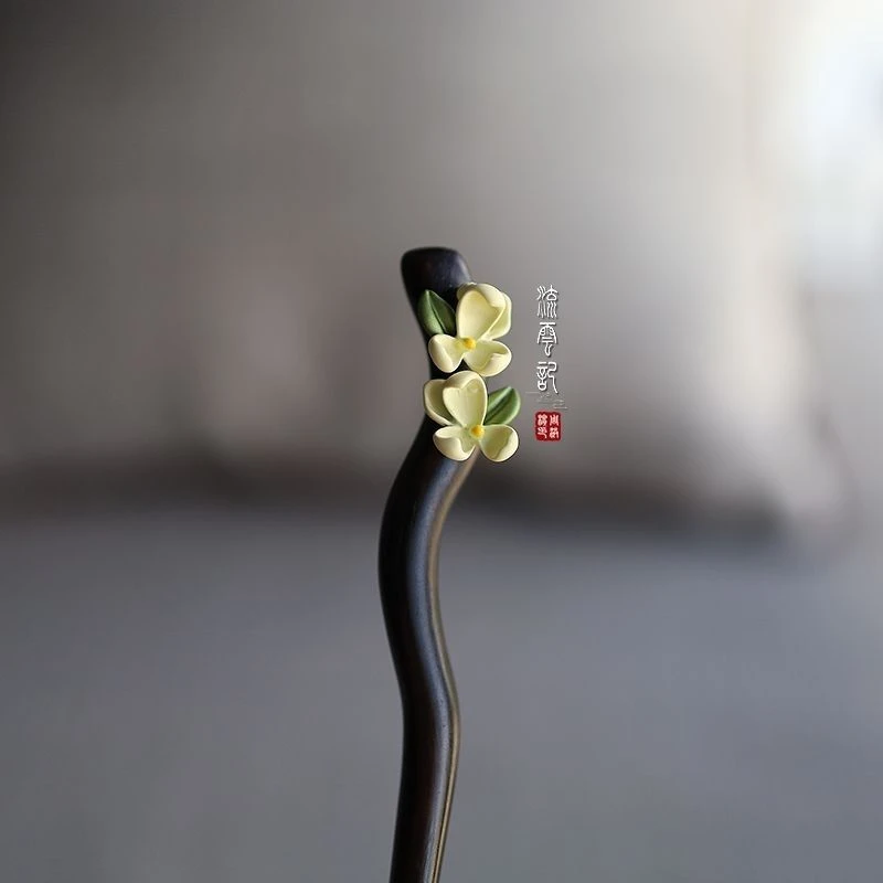 非金属木质发饰 流云记【郁瑾】木簪茉莉栀子花古风汉服发饰盘发