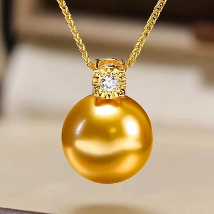 兰享 18k金经典王妃款南洋海水金珍珠吊坠12-13mm
