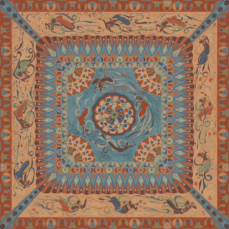 谜阿凰【真丝方巾】日常可穿新中式名族风复原款百搭复古汉服丝巾