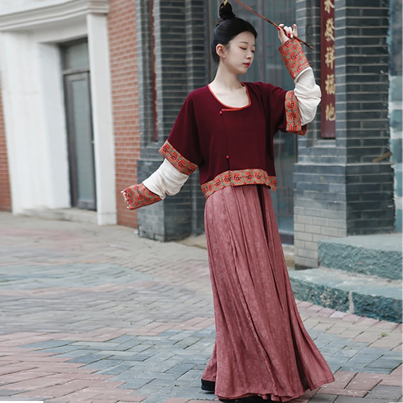 呦呦半臂古风印花夏季汉服中式中国风汉元素上衣齐胸古装春日高端