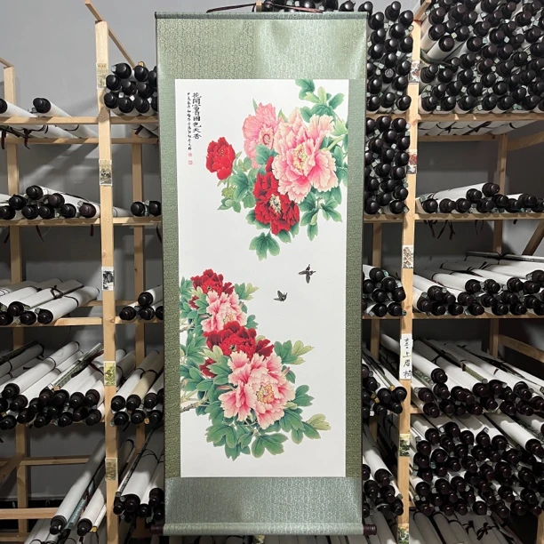 花开富贵卷轴画（宽62，高160）