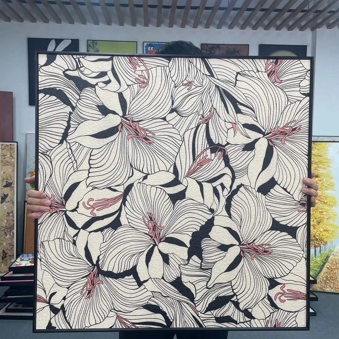 美式国风中古艺术花卉高级感客厅装饰画沙发背景墙挂画8080