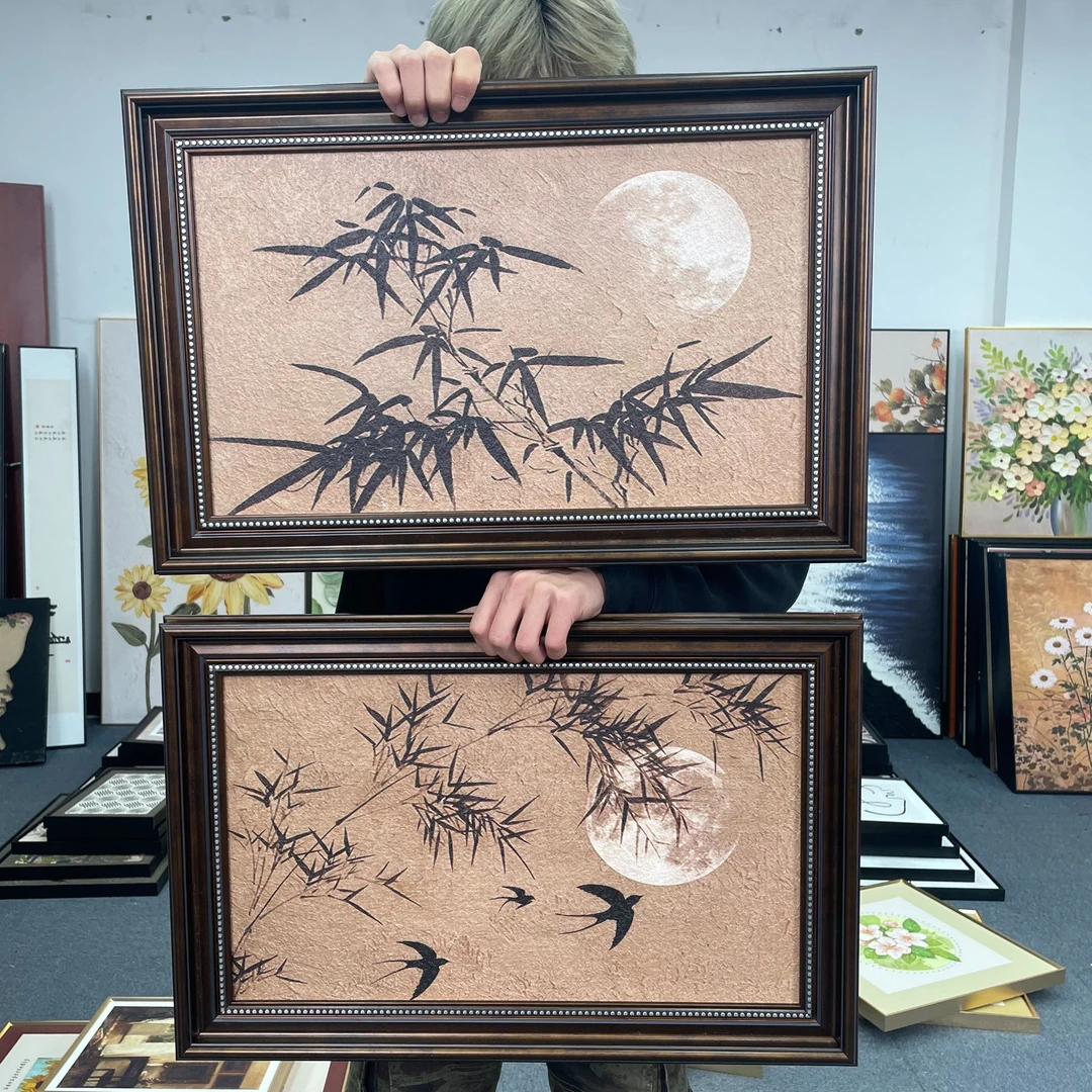 新中式中古风装饰画法式高级感餐厅客厅玄关挂画4060