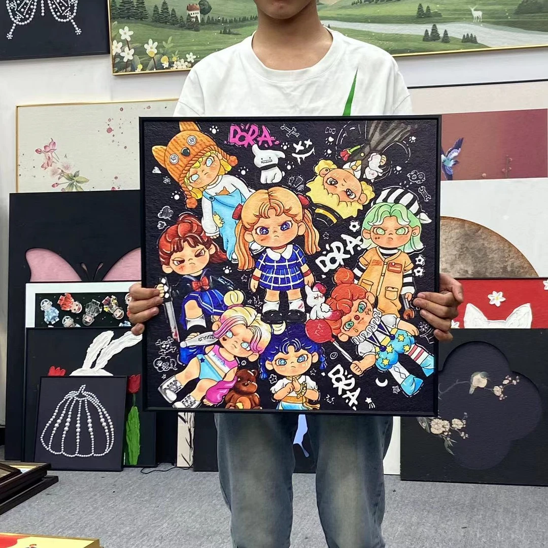 客厅可爱拽娃卡通人物大幅落地画卧室餐厅潮流装饰画走廊挂画5050