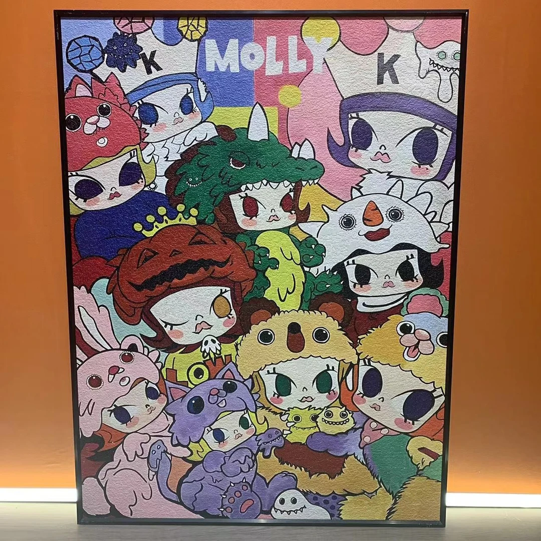 高货砂岩可爱泡泡玛特动漫客厅挂画创意客厅玄关走廊过道挂画6080