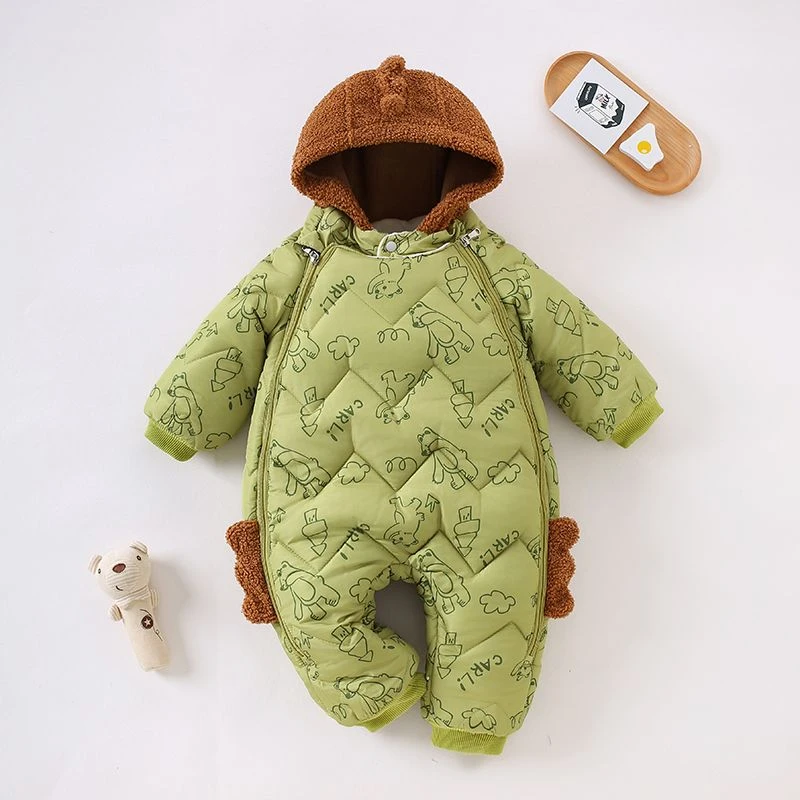 新生儿衣服婴儿时尚秋冬装加绒加厚外出宝宝抱抱衣哈衣连体棉服