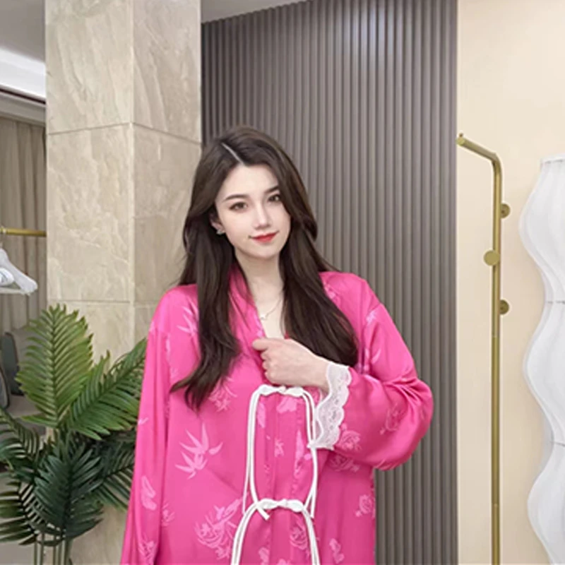 2023年新款睡衣女春季冰雪丝甜美可爱春秋冬天网红大码家居服套装
