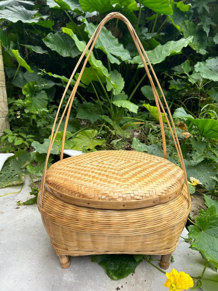 竹编大容量收纳带盖篮 大提篮