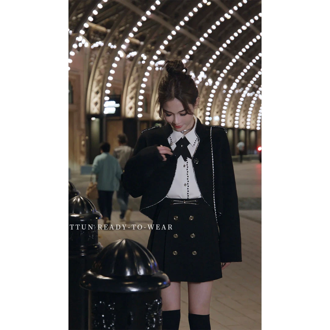 吞吞穿搭日记【拿破仑套装】（双面呢套装）财阀大女主 两穿短外套