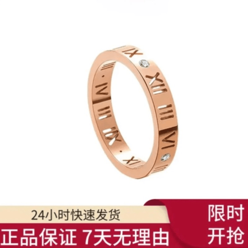 钛钢戒指 罗马数字钛钢莫桑时尚潮流经典男女戒情侣戒金戒