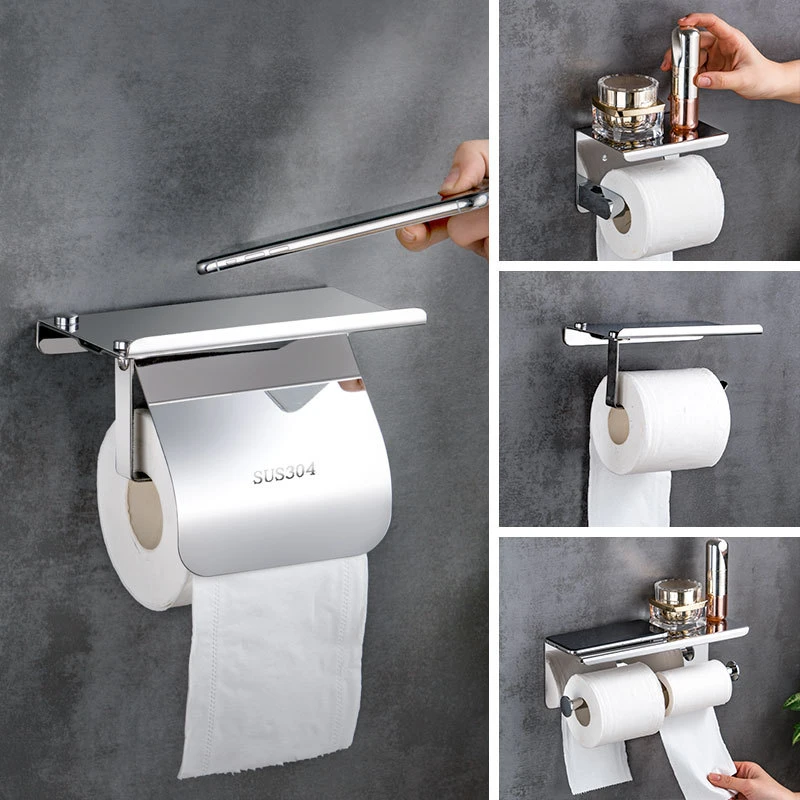 卫生间纸巾盒壁挂式厕所纸巾架浴室免打孔防水厕纸盒洗手间卷纸架