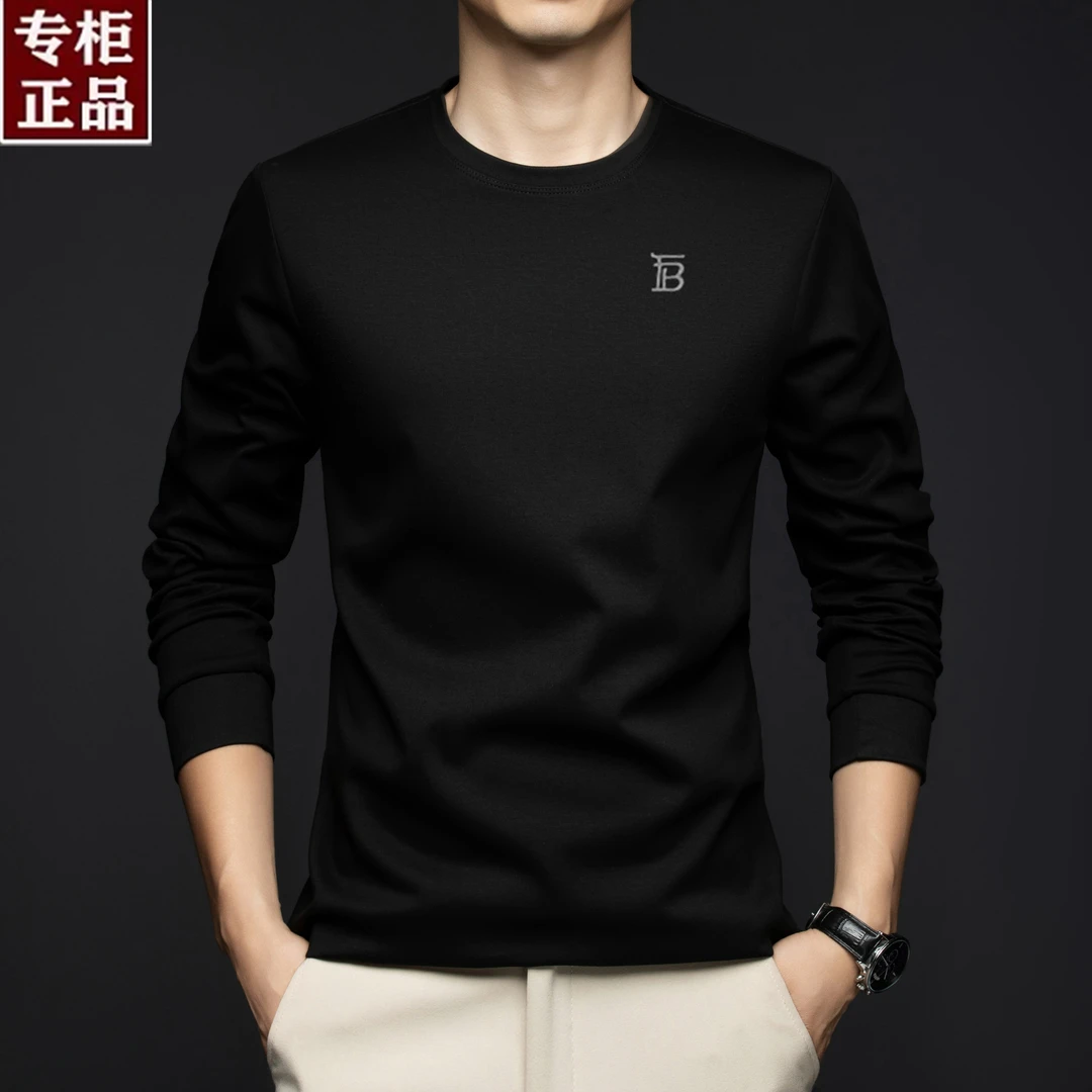 专柜正品【奥莱撤柜】长绒棉长袖t恤男秋季高档商务圆领百搭打底衫
