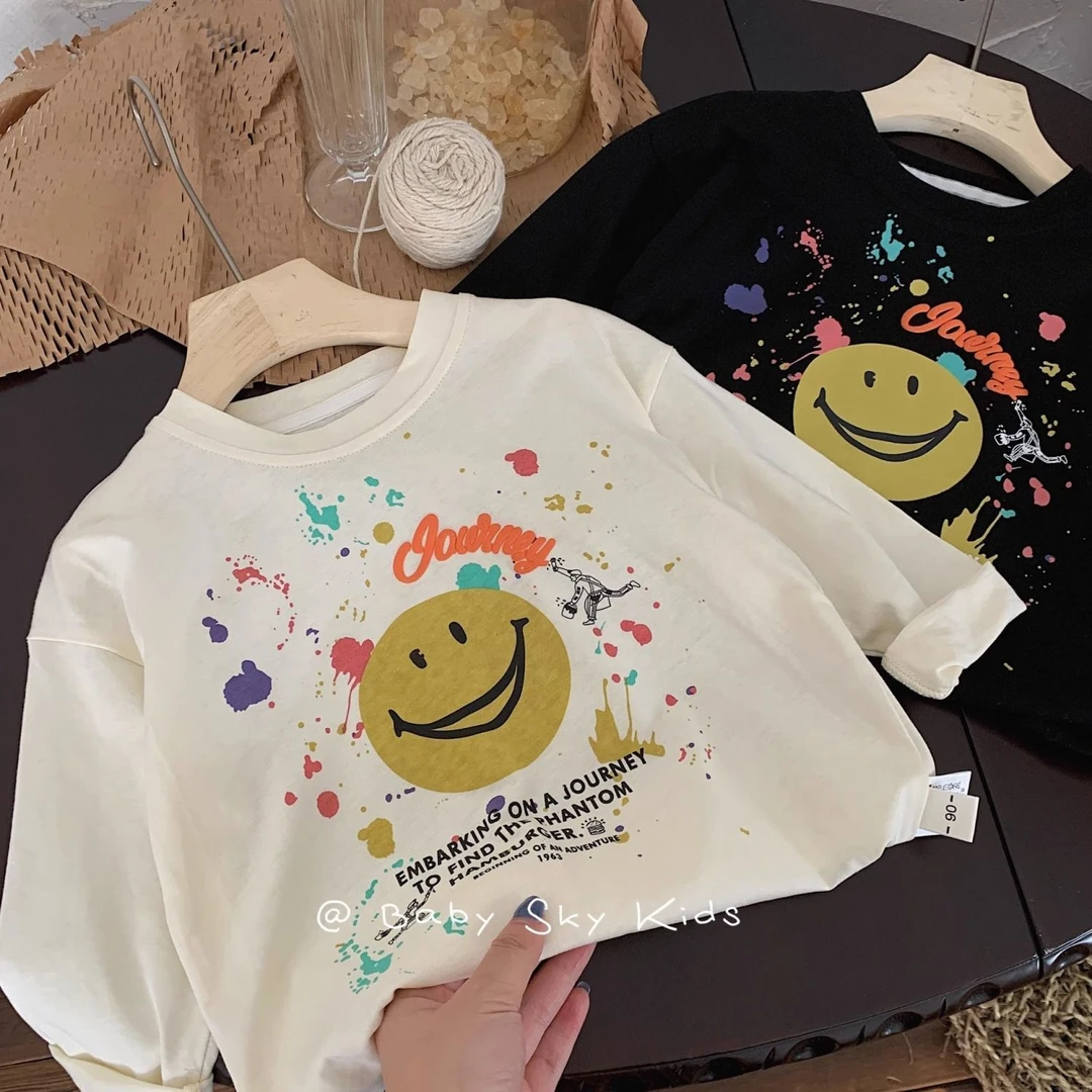 宝宝春秋上衣儿童卡通款印花秋装男童纯棉长袖T恤女童全棉打底衫