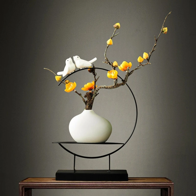 开放格摆件创意家居装饰品新中式鹿花瓶摆件电视柜酒柜摆设客厅书