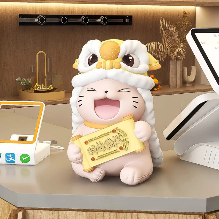 新中式招财猫醒狮装饰摆件客厅玄关酒柜家居饰品开业礼物乔迁礼品