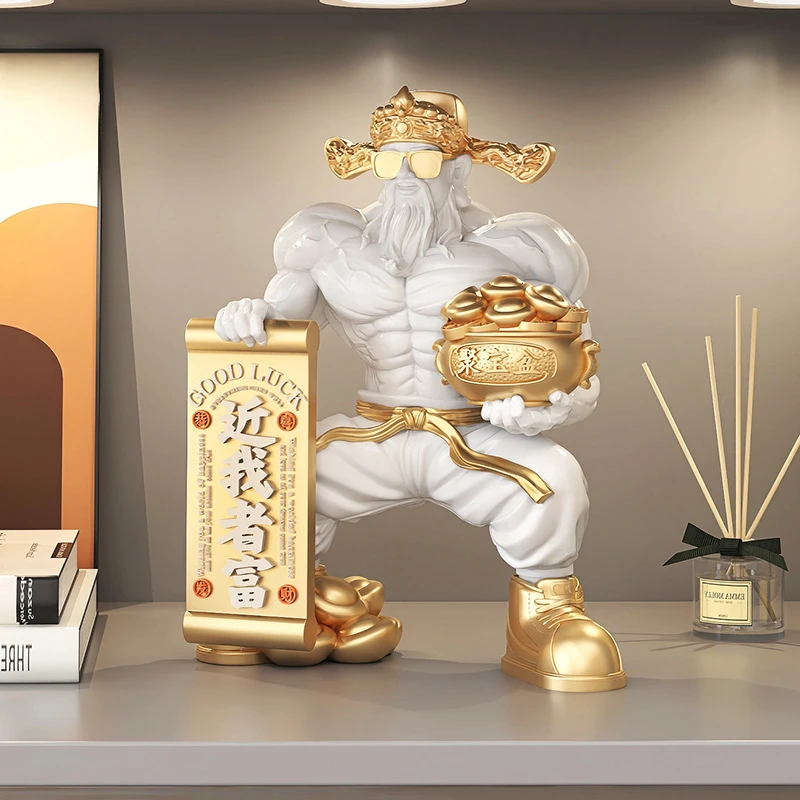 肌肉财神爷摆件家用客厅开业礼物高档轻奢新店前台工艺品乔迁新居