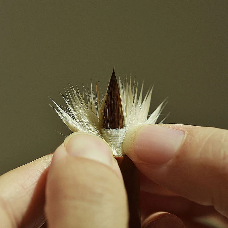 古法缠纸三幅鸡距笔兼毫胖头唐笔灵飞经书法专业级小楷创作毛笔