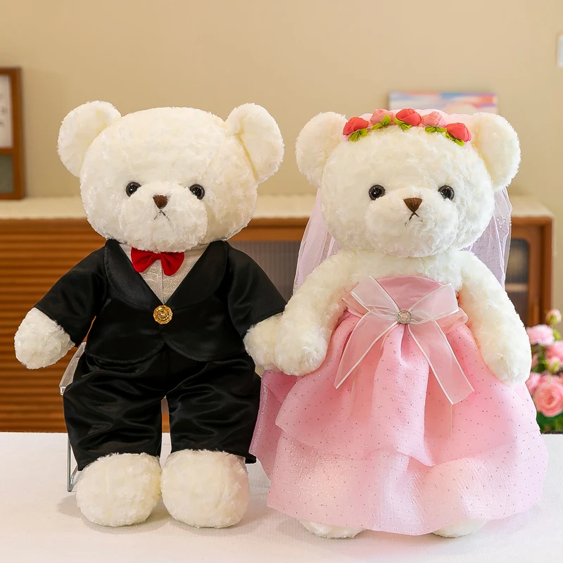 正版结婚压床娃娃婚纱熊玩偶高档闺蜜结婚送礼物喜庆西装熊公仔