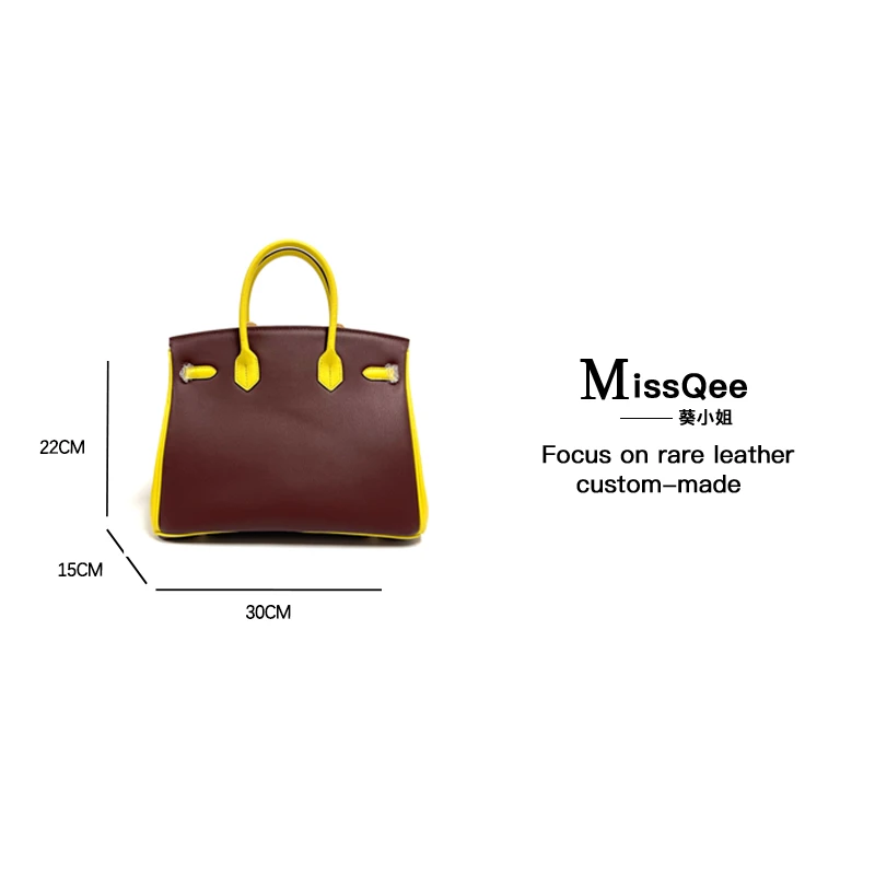 「高定女包」葵小姐MissQee设计师款牛皮手提包  9619 乌木色