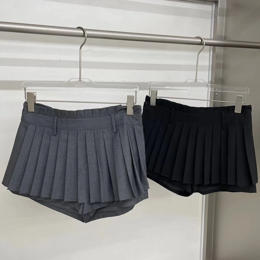 美式纯欲风a字jk半身裙女复古辣妹高腰显瘦小个子百褶裙超短裙潮