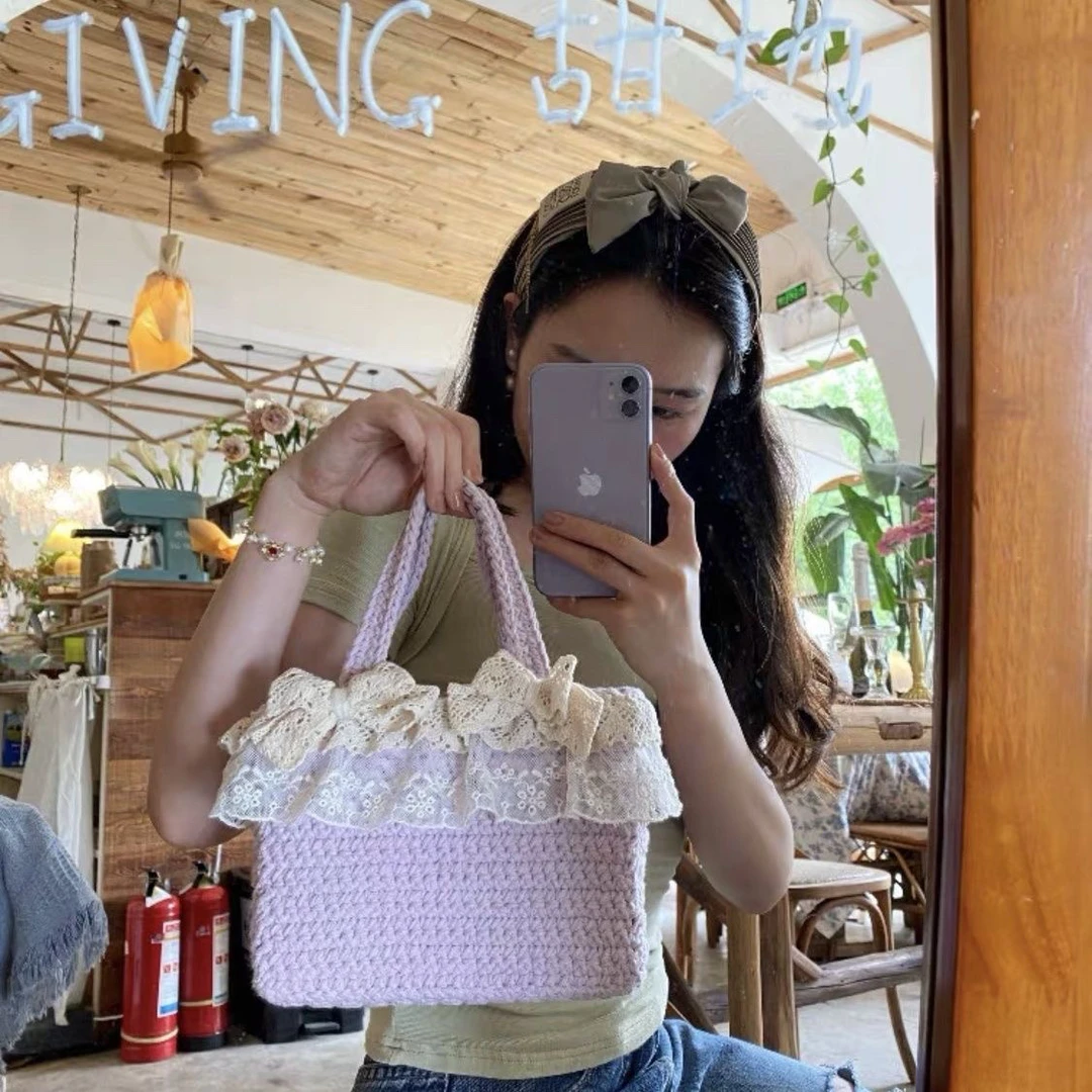 材料包！仙女包毛线钩针织diy手提包手拎包自制气质包手工编织DIY