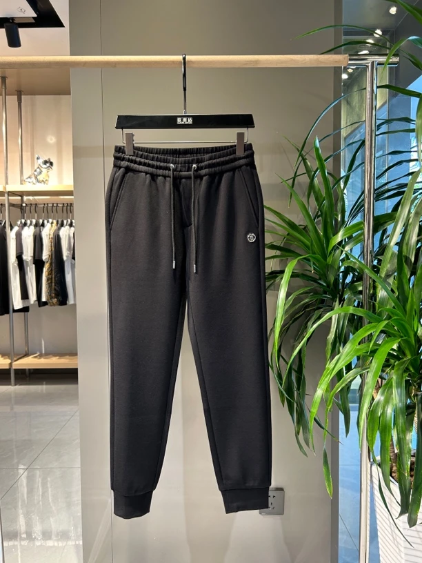 欧洲站2024新款休闲裤时尚秋季百搭黑色弹力男士
