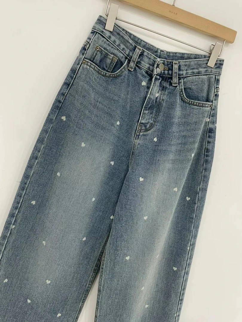 东大门秋冬新款muse爱心牛仔裤