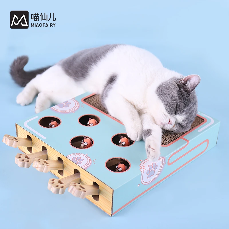 网红互动逗猫玩具盒猫咪游戏瓦楞纸抓板打地鼠逗猫玩具