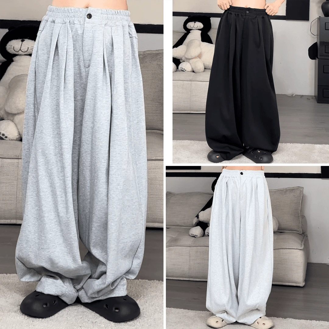 橘子罐头24新款百搭三色直筒休闲高腰宽松垂感休闲卫裤