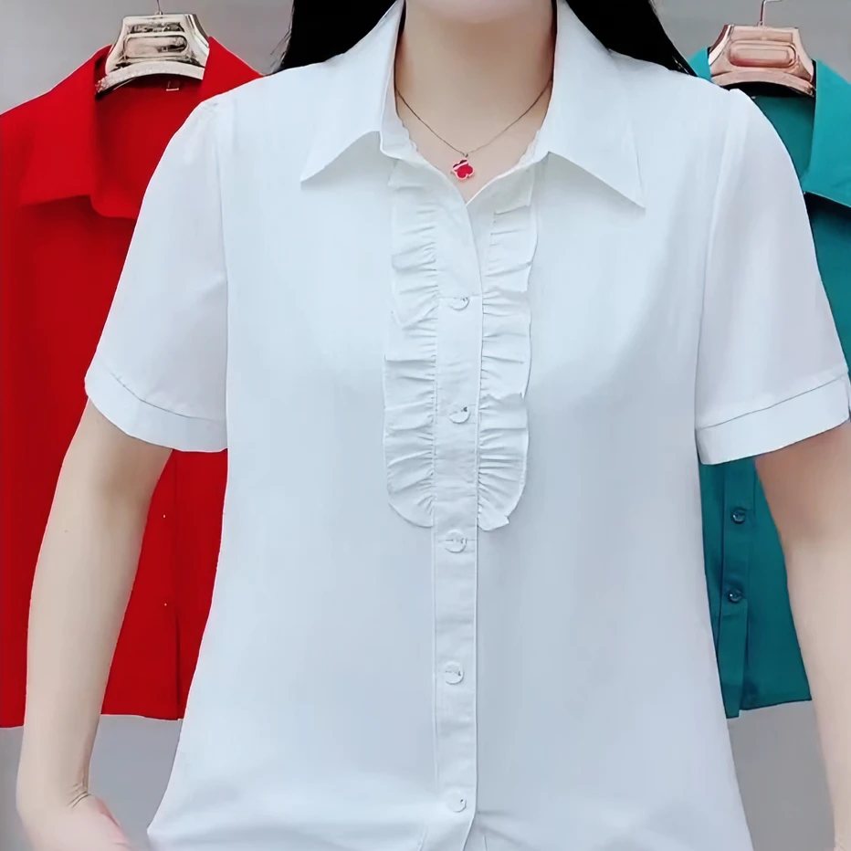 2025新款妈妈装短袖显瘦气质洋气时尚百搭夏季小衫纯色女装休闲