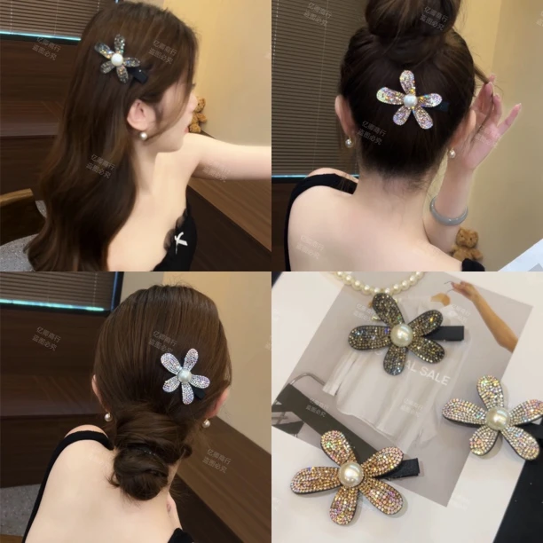 韩系温柔风网红花朵碎发夹气质甜美刘海夹后脑勺鸭嘴夹q