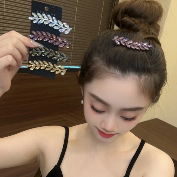 韩国东大门麦穗碎发夹女生气质轻奢闪钻刘海夹后脑勺夹子